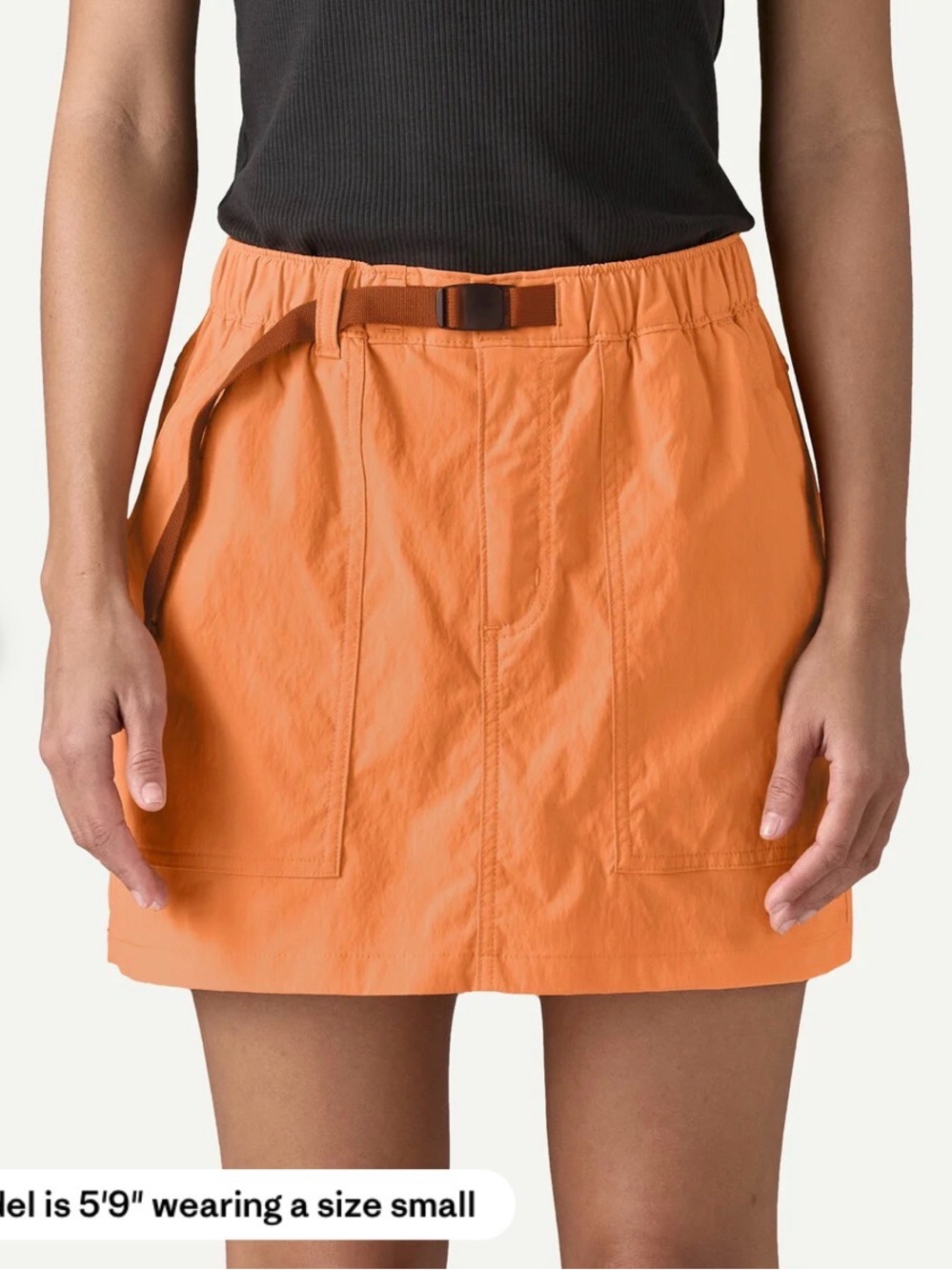 Patagonia Orange Utility Mini Skort with Integrated Belt